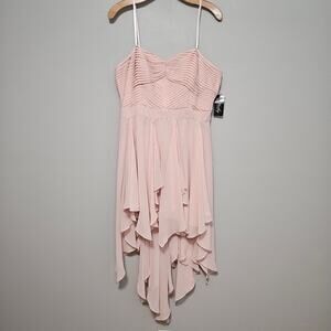 Hailey by Adrianna Papell Strapless High-Low Dress 14 Petal Pink NWT